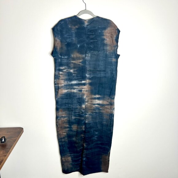 Raquel Allegra Caftan Midnight Tie Dye Lagenlook Shift Dress Sz Large Bohemian - Picture 7 of 7